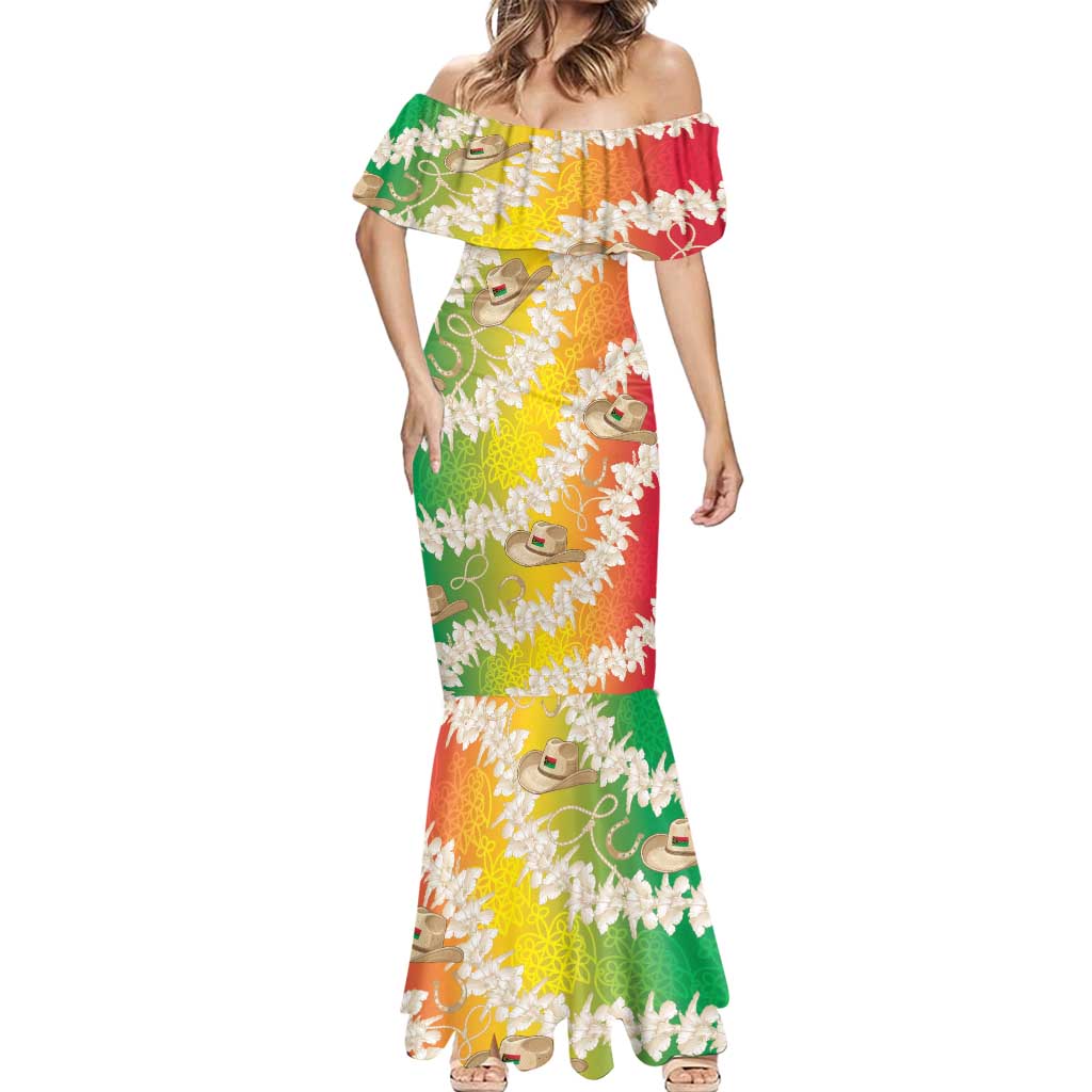 Vanuatu Cowboy Mermaid Dress Straw Hats Hibiscus With Sand Drawing - Polynesian Pride