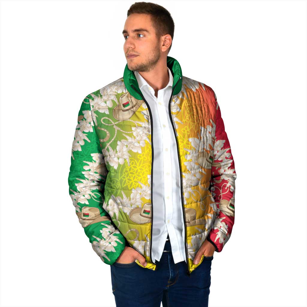 Vanuatu Cowboy Padded Jacket Straw Hats Hibiscus With Sand Drawing - Polynesian Pride