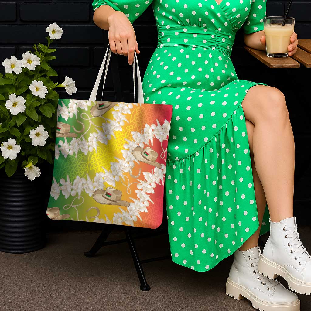 Vanuatu Cowboy Tote Bag Straw Hats Hibiscus With Sand Drawing - Polynesian Pride