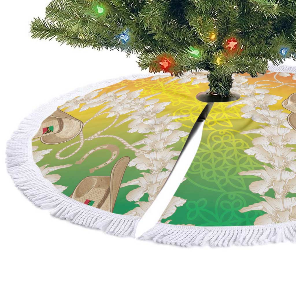 Vanuatu Cowboy Tree Skirt Straw Hats Hibiscus With Sand Drawing - Polynesian Pride