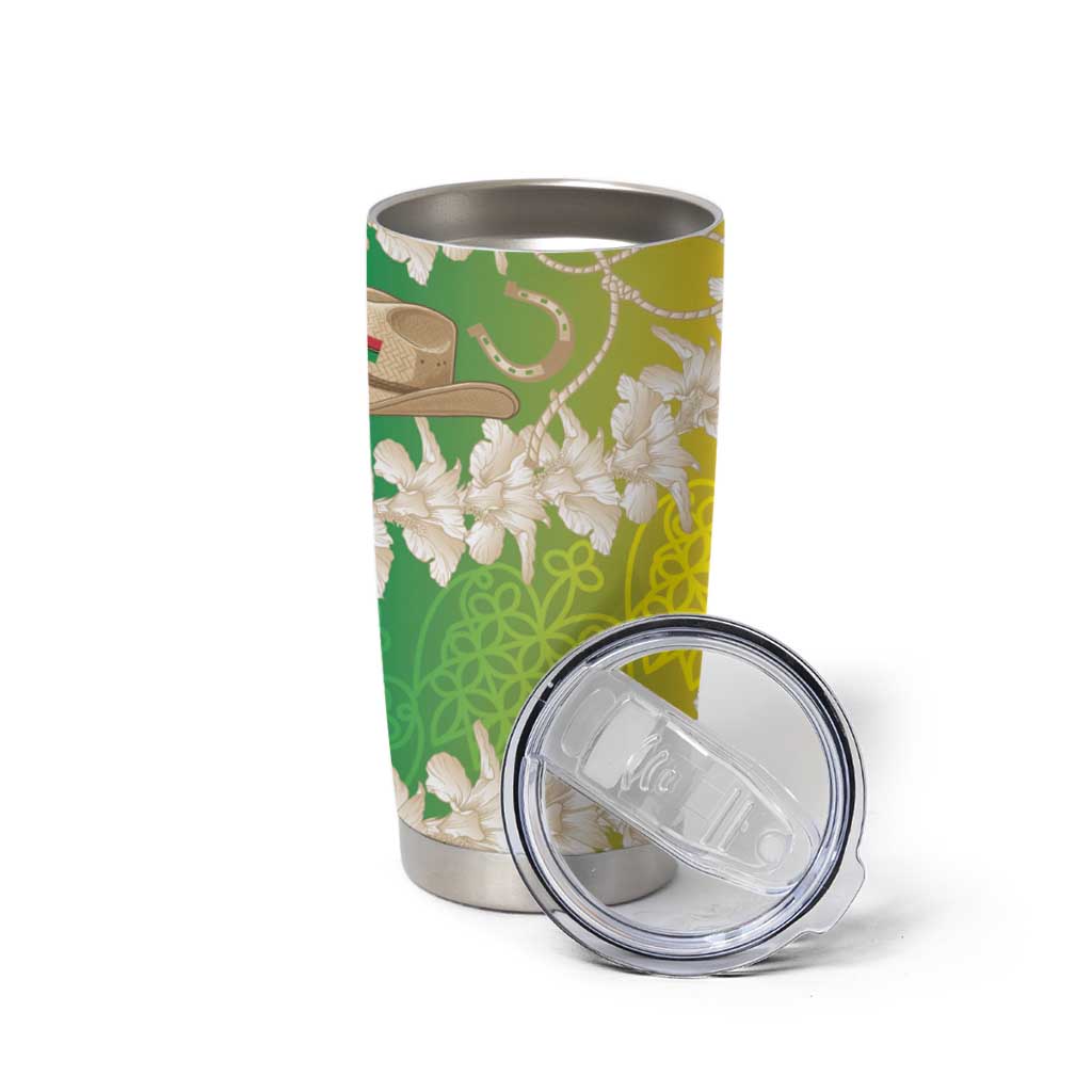 Vanuatu Cowboy Tumbler Cup Straw Hats Hibiscus With Sand Drawing - Polynesian Pride