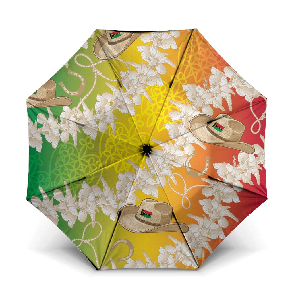 Vanuatu Cowboy Umbrella Straw Hats Hibiscus With Sand Drawing - Polynesian Pride