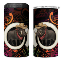 Vanuatu Boar Cowboy 4 in 1 Can Cooler Tumbler Tusk Gradient Polynesian Pattern - Polynesian Pride