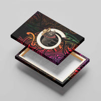 Vanuatu Boar Cowboy Canvas Wall Art Tusk Gradient Polynesian Pattern - Polynesian Pride