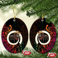 Vanuatu Boar Cowboy Ceramic Ornament Tusk Gradient Polynesian Pattern - Polynesian Pride