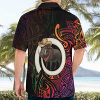 Vanuatu Boar Cowboy Hawaiian Shirt Tusk Gradient Polynesian Pattern - Polynesian Pride