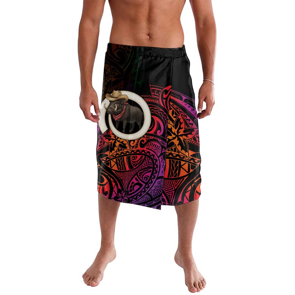 Vanuatu Boar Cowboy Lavalava Tusk Gradient Polynesian Pattern - Polynesian Pride