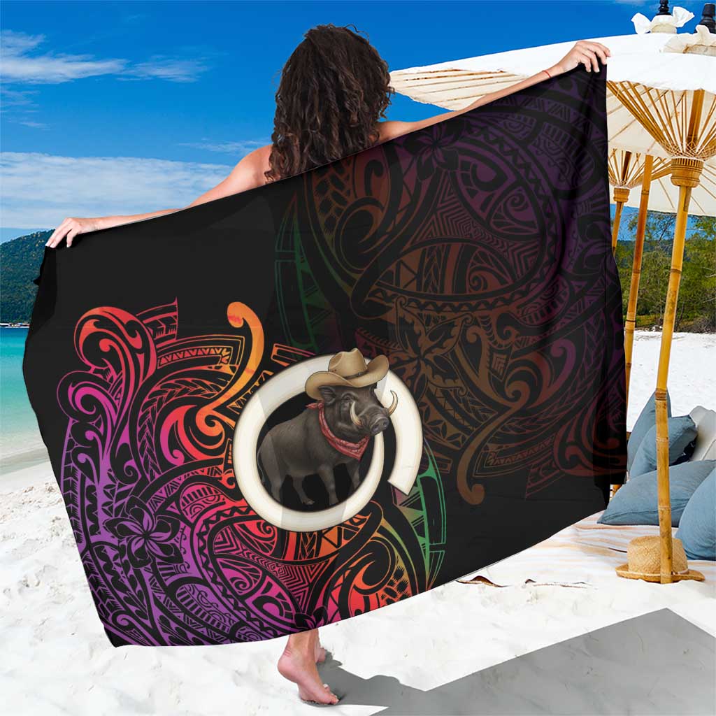Vanuatu Boar Cowboy Sarong Tusk Gradient Polynesian Pattern - Polynesian Pride