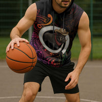 Vanuatu Boar Cowboy Sleeveless Hoodie Tusk Gradient Polynesian Pattern - Polynesian Pride