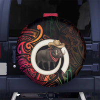 Vanuatu Boar Cowboy Spare Tire Cover Tusk Gradient Polynesian Pattern - Polynesian Pride