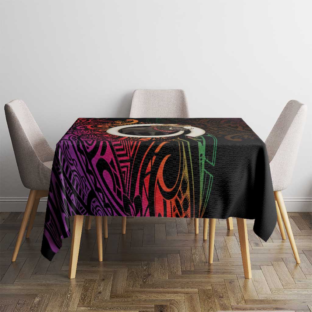 Vanuatu Boar Cowboy Tablecloth Tusk Gradient Polynesian Pattern - Polynesian Pride