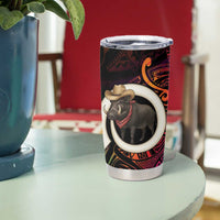 Vanuatu Boar Cowboy Tumbler Cup Tusk Gradient Polynesian Pattern - Polynesian Pride