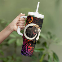 Vanuatu Boar Cowboy Tumbler With Handle Tusk Gradient Polynesian Pattern - Polynesian Pride