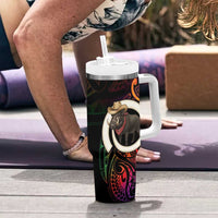 Vanuatu Boar Cowboy Tumbler With Handle Tusk Gradient Polynesian Pattern - Polynesian Pride
