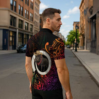 Vanuatu Boar Cowboy Zipper Polo Shirt Tusk Gradient Polynesian Pattern - Polynesian Pride