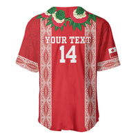 Mate Ma'a Tonga Rugby Custom Baseball Jersey Tongan Kahoa Lei Ngatu Pattern Red LT14 - Polynesian Pride