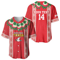 Mate Ma'a Tonga Rugby Custom Baseball Jersey Tongan Kahoa Lei Ngatu Pattern Red LT14 - Polynesian Pride