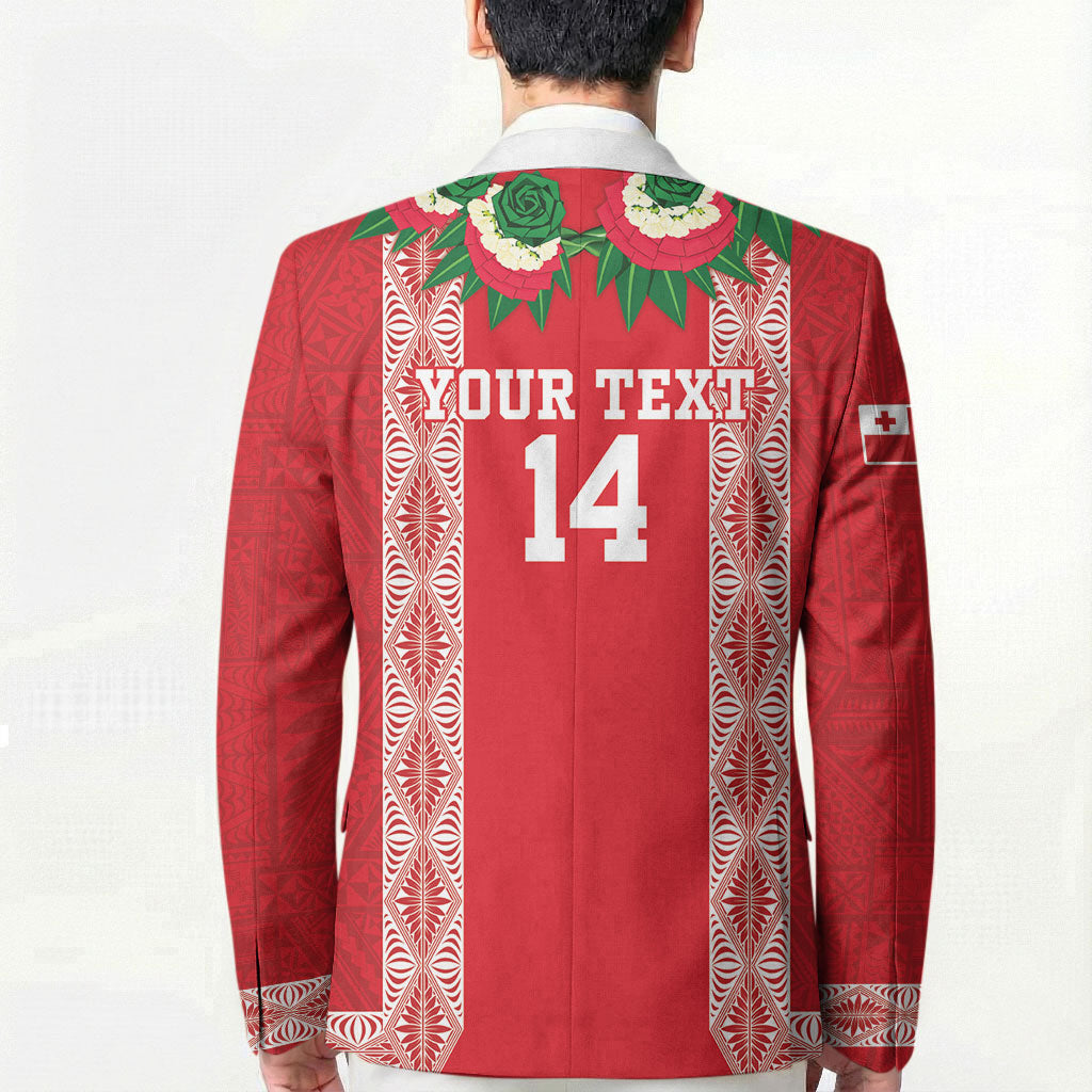 Mate Ma'a Tonga Rugby Custom Blazer Tongan Kahoa Lei Ngatu Pattern Red LT14 - Polynesian Pride