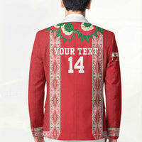 Mate Ma'a Tonga Rugby Custom Blazer Tongan Kahoa Lei Ngatu Pattern Red LT14 - Polynesian Pride