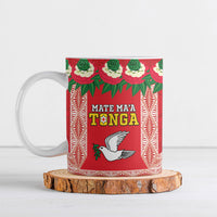 Mate Ma'a Tonga Rugby Custom Ceramic Mug Tongan Kahoa Lei Ngatu Pattern Red LT14 Red - Polynesian Pride