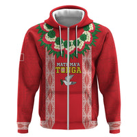 Mate Ma'a Tonga Rugby Custom Hoodie Tongan Kahoa Lei Ngatu Pattern Red LT14 Zip Hoodie Red - Polynesian Pride