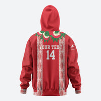 Mate Ma'a Tonga Rugby Custom Hoodie Tongan Kahoa Lei Ngatu Pattern Red LT14 - Polynesian Pride