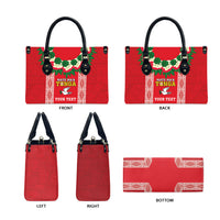 Mate Ma'a Tonga Rugby Custom Leather Bag Tongan Kahoa Lei Ngatu Pattern Red