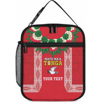 Mate Ma'a Tonga Rugby Custom Lunch Bag Tongan Kahoa Lei Ngatu Pattern Red LT14 10.2 × 8.3 × 4.3 inch Red - Polynesian Pride