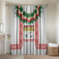 Mate Ma'a Tonga Rugby Custom Bathroom Set Tongan Kahoa Lei Ngatu Pattern White LT14 Shower Curtain Only White - Polynesian Pride