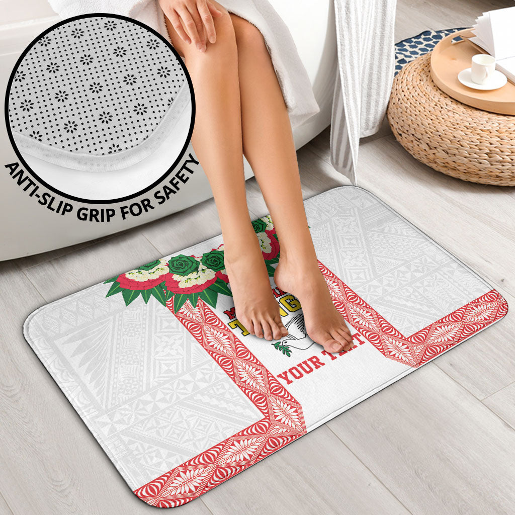 Mate Ma'a Tonga Rugby Custom Bathroom Set Tongan Kahoa Lei Ngatu Pattern White LT14 - Polynesian Pride
