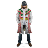 Mate Ma'a Tonga Rugby Custom Cloak Tongan Kahoa Lei Ngatu Pattern White LT14 - Polynesian Pride