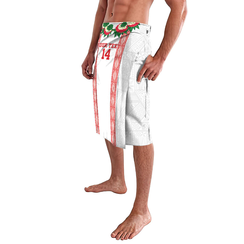 Mate Ma'a Tonga Rugby Custom Lavalava Tongan Kahoa Lei Ngatu Pattern White LT14 - Polynesian Pride
