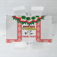 Mate Ma'a Tonga Rugby Custom Tablecloth Tongan Kahoa Lei Ngatu Pattern White LT14 White - Polynesian Pride