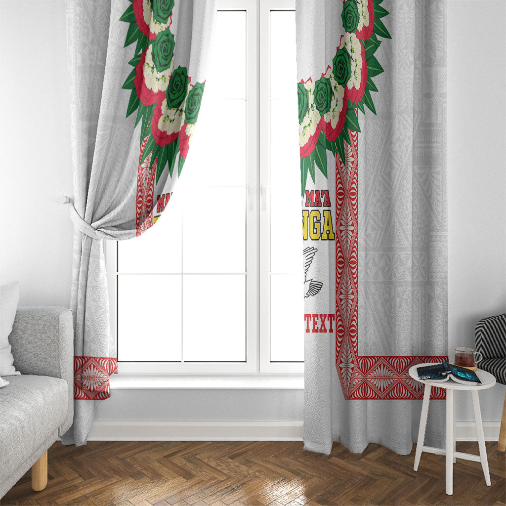 Mate Ma'a Tonga Rugby Custom Window Curtain Tongan Kahoa Lei Ngatu Pattern White LT14 - Polynesian Pride