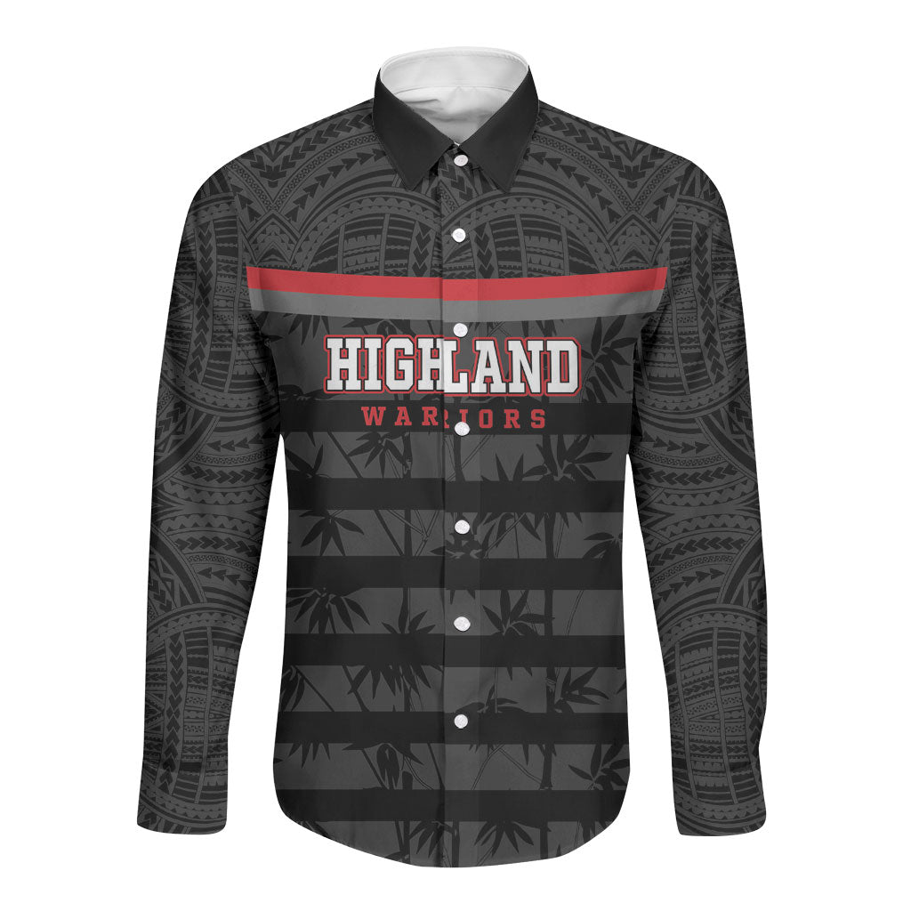 Fiji Naitasiri Rugby Custom Long Sleeve Button Shirt Go Highland Warriors LT14 Unisex Black - Polynesian Pride