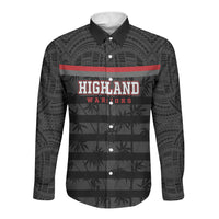 Fiji Naitasiri Rugby Custom Long Sleeve Button Shirt Go Highland Warriors LT14 Unisex Black - Polynesian Pride