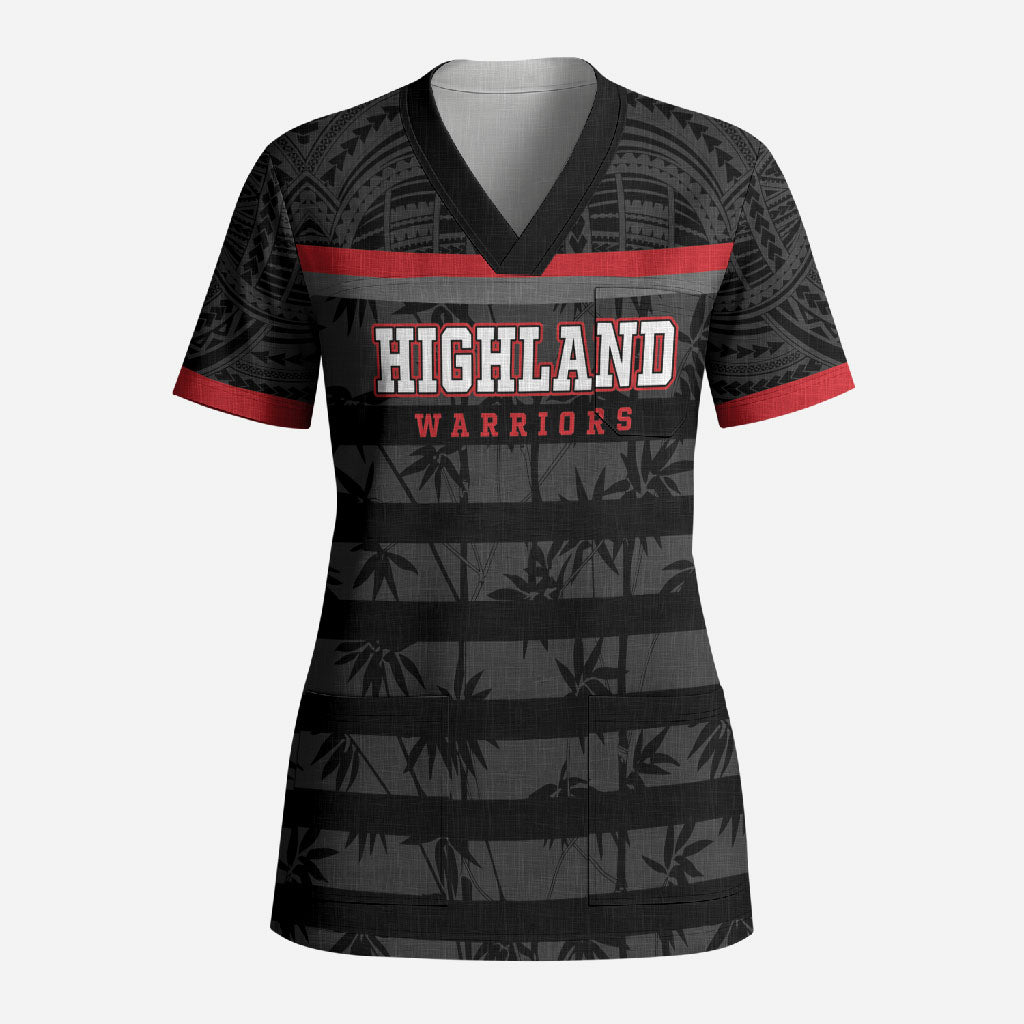 Fiji Naitasiri Rugby Custom Scrub Top Go Highland Warriors LT14 Adult Black - Polynesian Pride