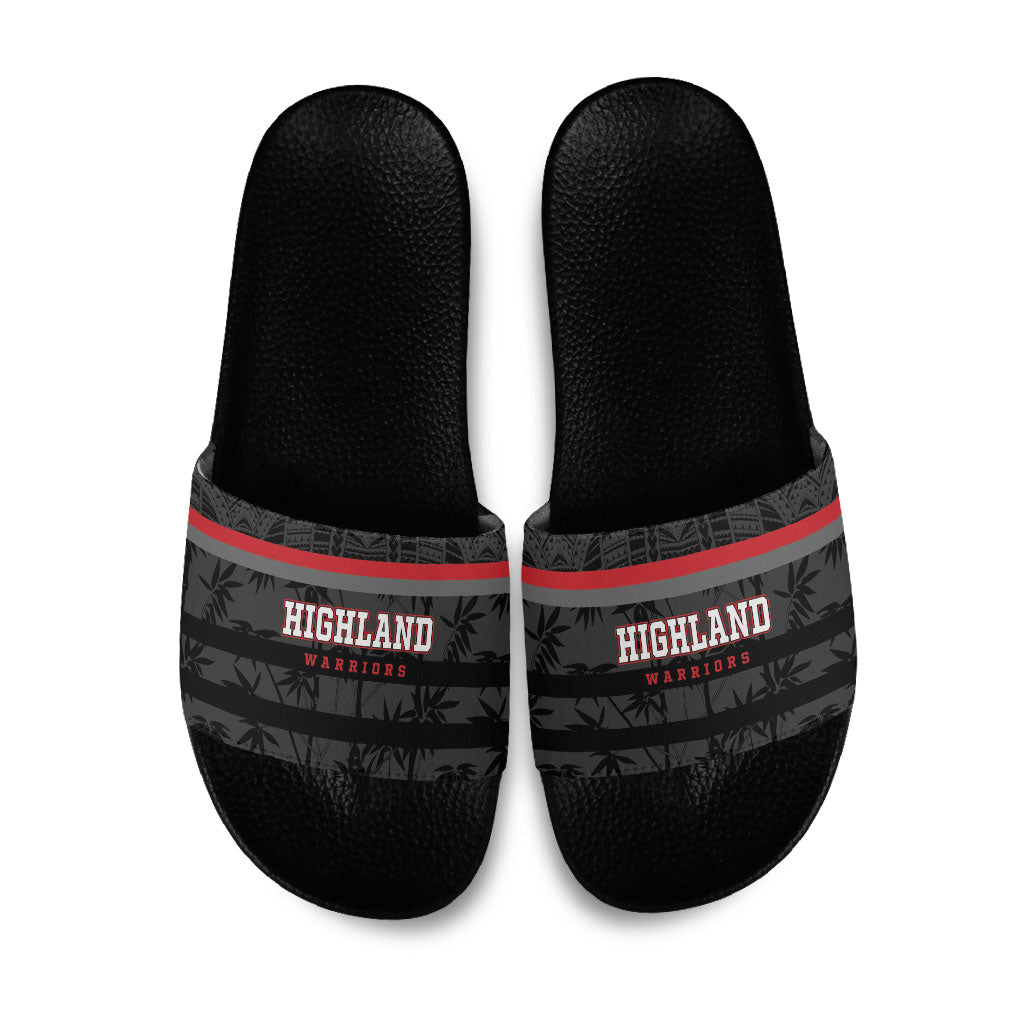 Fiji Naitasiri Rugby Slide Sandals Go Highland Warriors LT14 Black - Polynesian Pride