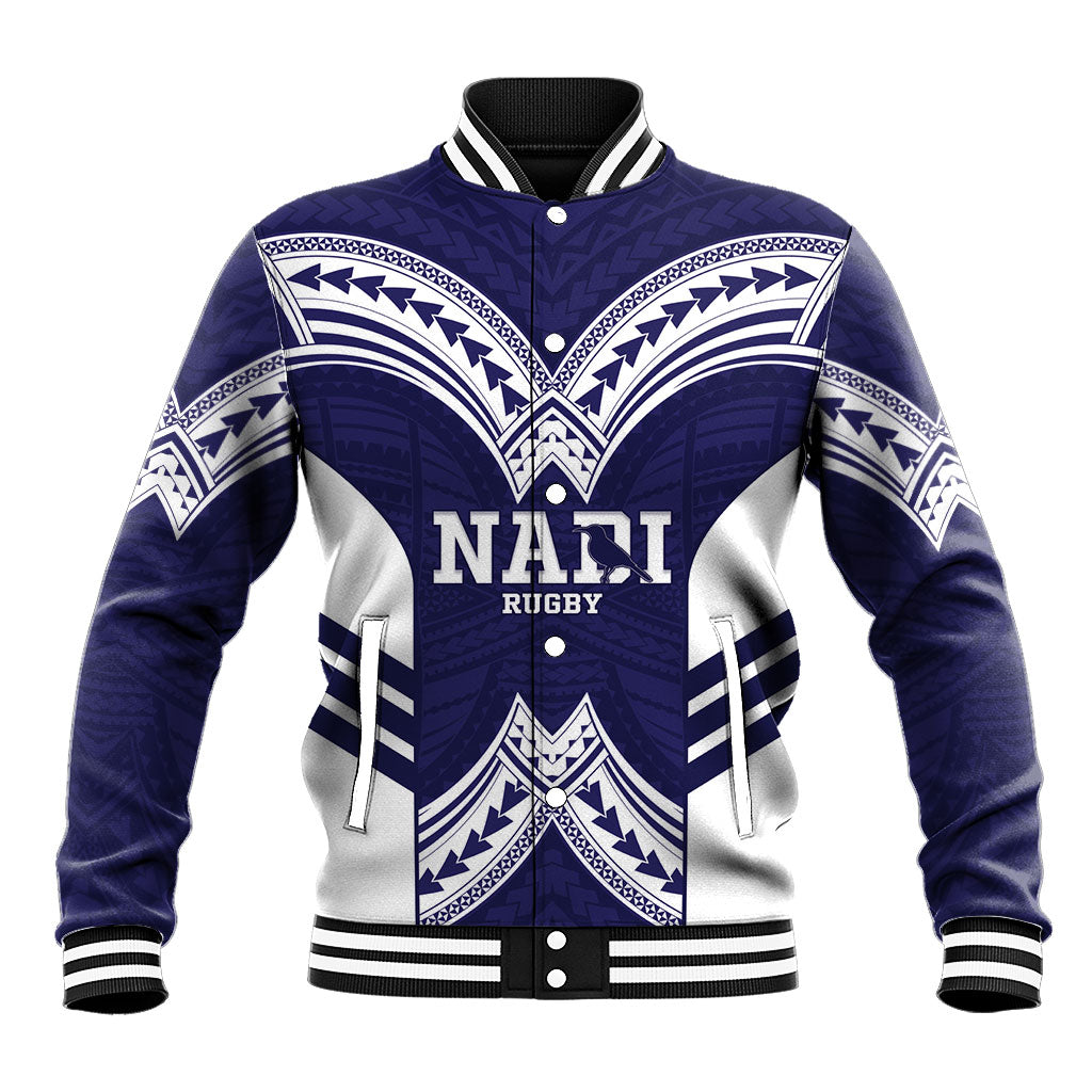 Fiji Nadi Rugby Custom Baseball Jacket Kikau O Nadi Ko LT14 Unisex Blue - Polynesian Pride