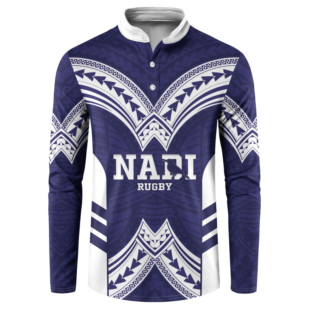 Fiji Nadi Rugby Custom Button Sweatshirt Kikau O Nadi Ko LT14 Blue - Polynesian Pride