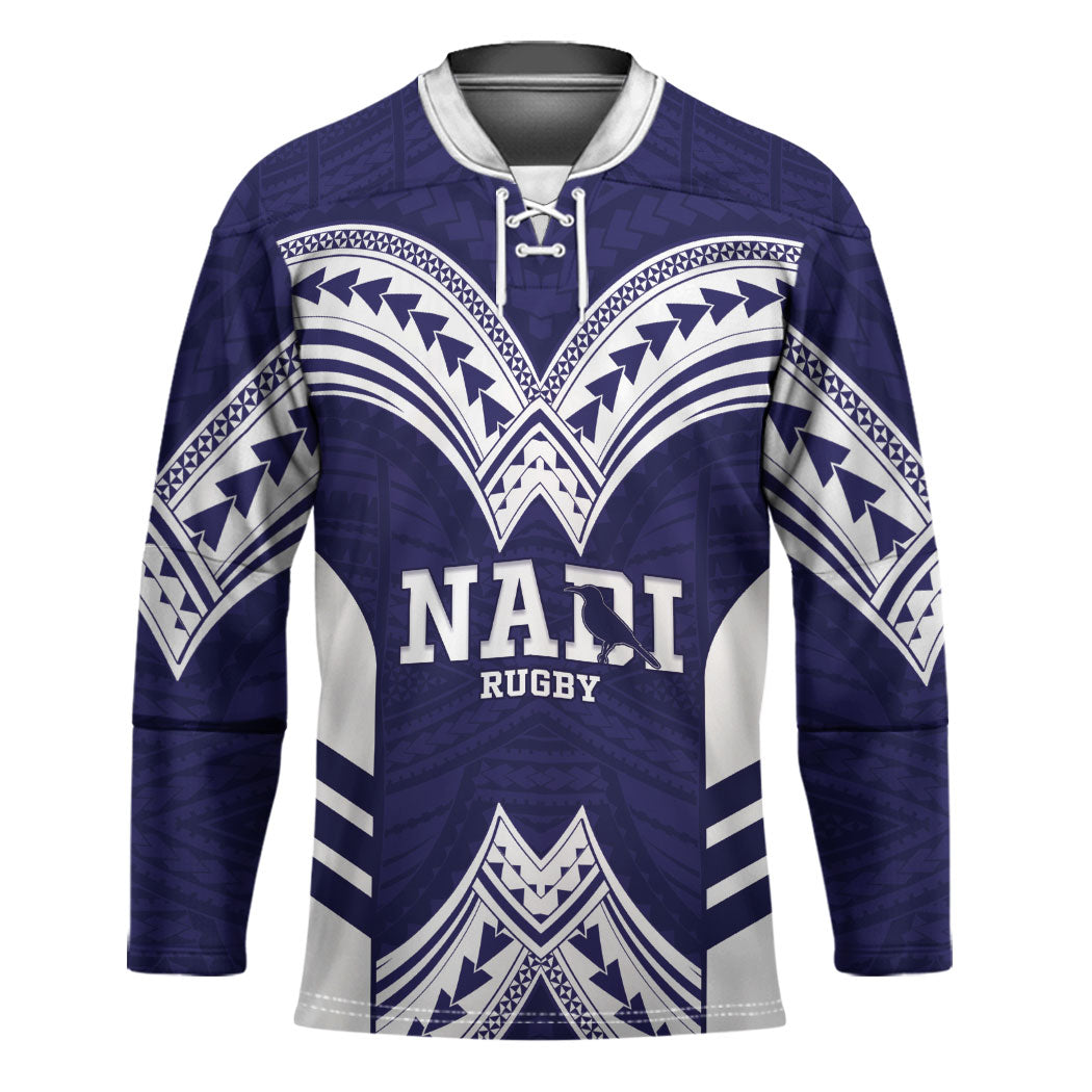 Fiji Nadi Rugby Custom Hockey Jersey Kikau O Nadi Ko LT14 Unisex Blue - Polynesian Pride