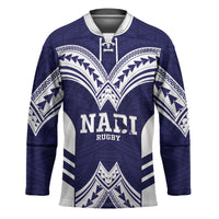 Fiji Nadi Rugby Custom Hockey Jersey Kikau O Nadi Ko LT14 Unisex Blue - Polynesian Pride