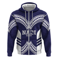 Fiji Nadi Rugby Custom Hoodie Kikau O Nadi Ko LT14 Zip Hoodie Blue - Polynesian Pride