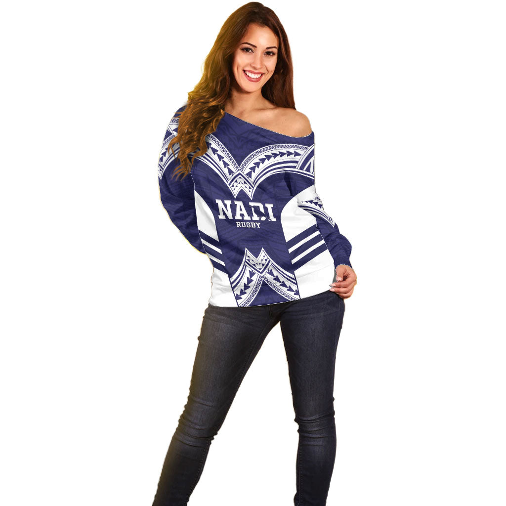 Fiji Nadi Rugby Custom Off Shoulder Sweater Kikau O Nadi Ko LT14 - Polynesian Pride