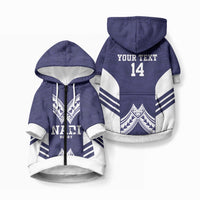 Fiji Nadi Rugby Custom Pet Hoodie Kikau O Nadi Ko LT14 Zip-up Blue - Polynesian Pride