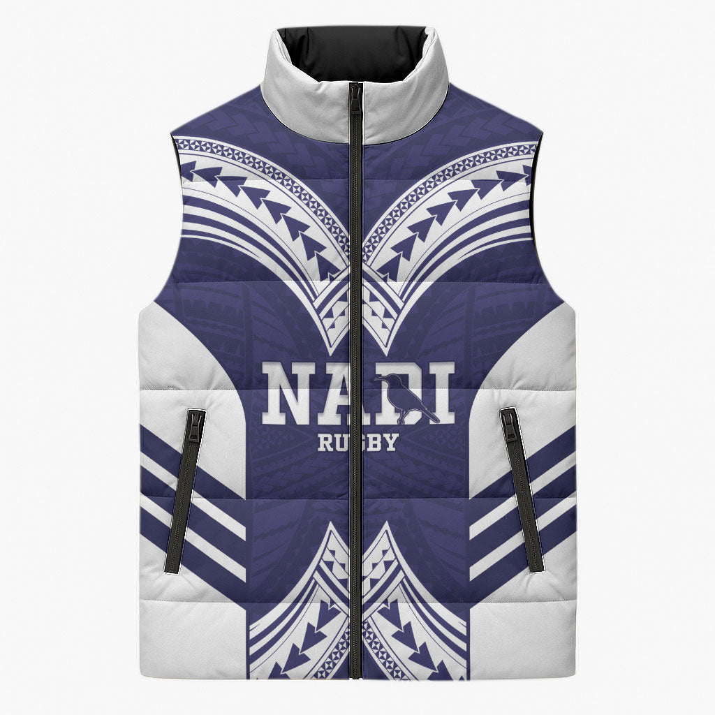 Fiji Nadi Rugby Custom Sleeveless Puffer Jacket Kikau O Nadi Ko LT14 Unisex Blue - Polynesian Pride
