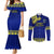 Personalised Fiji Natabua High School Couples Matching Mermaid Dress and Long Sleeve Button Shirt Fijian Tapa Pattern LT14 Blue - Polynesian Pride