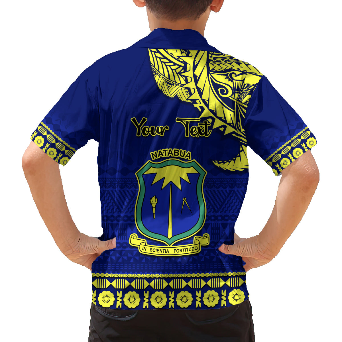 Personalised Fiji Natabua High School Family Matching Tank Maxi Dress and Hawaiian Shirt Fijian Tapa Pattern LT14 - Polynesian Pride