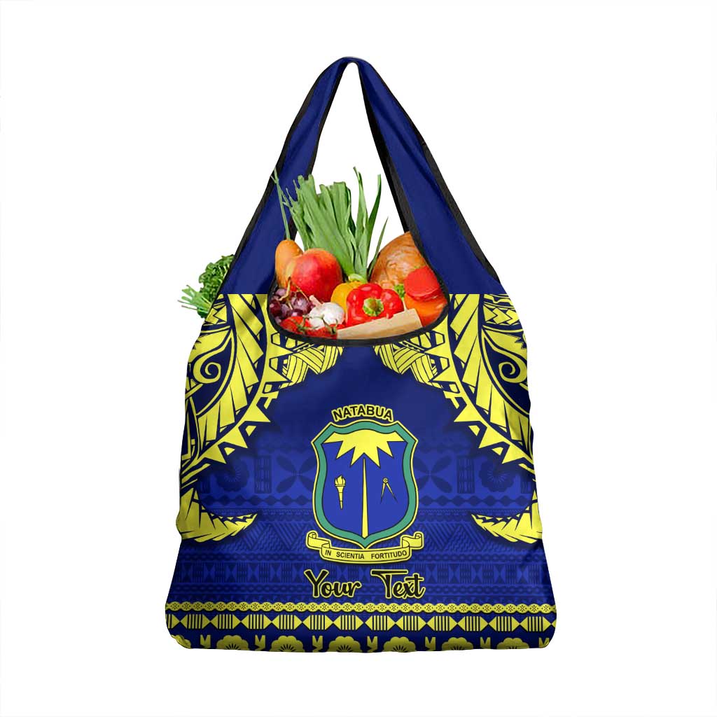 Personalised Fiji Natabua High School Grocery Bag Fijian Tapa Pattern
