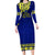 Personalised Fiji Natabua High School Long Sleeve Bodycon Dress Fijian Tapa Pattern LT14 Long Dress Blue - Polynesian Pride
